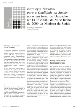 Estrat&eacute;gia Nacional para a Qualidade na Sa&uacute;de: notas em