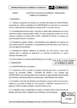 Vale Postal Nacional Eletr&ocirc;nico - Modalidade Comercial