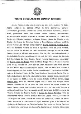 TERMO DE coLAçÃo DE GRAU NQ 239/2015