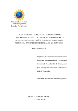 an&aacute;lise energ&eacute;tica comparativa entre sistemas de condicionamento