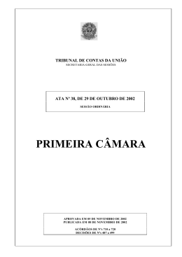 PRIMEIRA C&Acirc;MARA - Tribunal de Contas da Uni&atilde;o