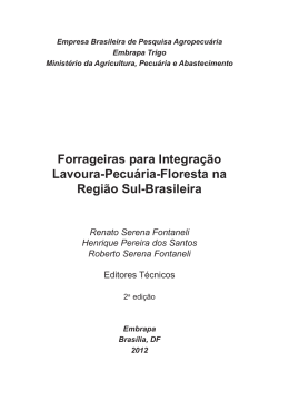 Forrageiras para Integra&ccedil;&atilde;o Lavoura-Pecu&aacute;ria