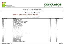 DIRETORIA DE GEST&Atilde;O DE PESSOAS Homologa&ccedil;&atilde;o de Inscri&ccedil;&otilde;es