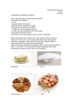 Ingredientes do Bolo de Iogurte: 200 g de manteiga à temperatura