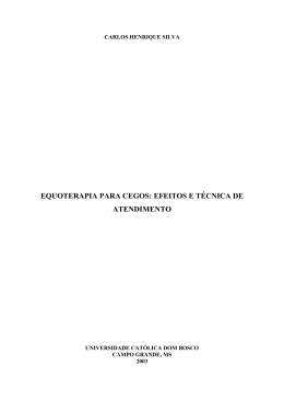 equoterapia para cegos: efeitos e t&eacute;cnica de atendimento