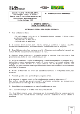 1/16 Edital N.&ordm; 02/2012 - PROVA OBJETIVA Concurso para o Cargo