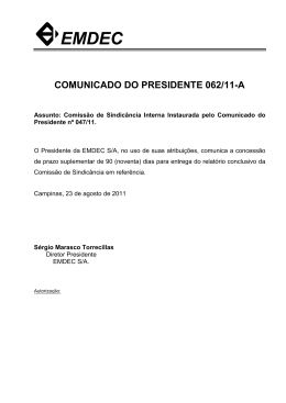 COMUNICADO DO PRESIDENTE 062/11-A