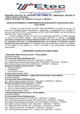 Deferimento e Convoca&ccedil;&atilde;o Para Prova