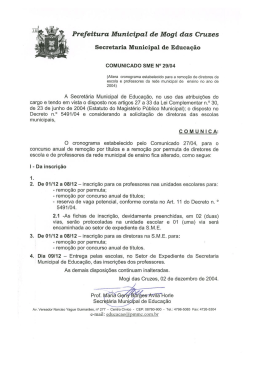 Altera Cronograma estabelecido para a remo&ccedil;&atilde;o de Diretores de