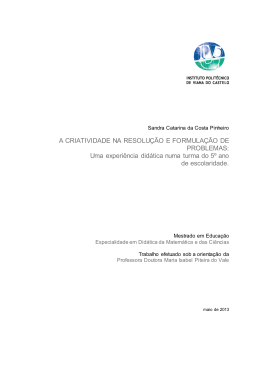 A CRIATIVIDADE NA RESOLUÇÃO E FORMULAÇÃO DE
