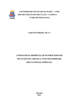 a pedagogia hospitalar no processo de inclus&atilde;o da crian&ccedil;a