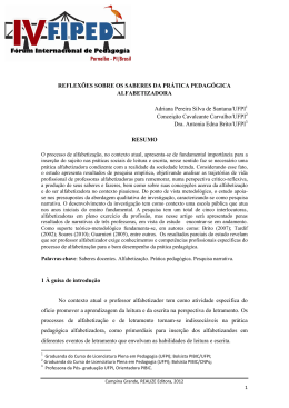 REFLEXÕES SOBRE OS SABERES DA PRÁTICA PEDAGÓGICA