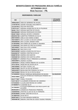 BENEFICIÁRIOS DO PROGRAMA BOLSA FAMÍLIA SETEMBRO