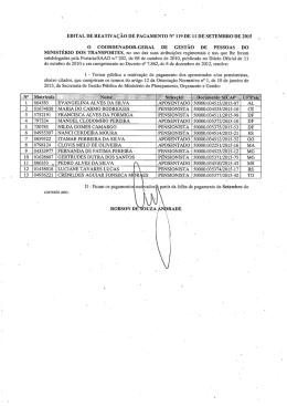 EDITAL DE REATIVAÇÃO DE PAGAMENTO No 119 DE 11 DE