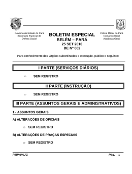 BOLETIM ESPECIAL - Proxy da Polícia Militar do Pará!