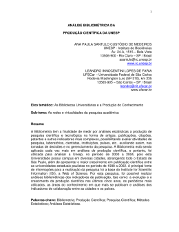 1 AN&Aacute;LISE BIBLIOM&Eacute;TRICA DA PRODU&Ccedil;&Atilde;O CIENT&Iacute;FICA DA