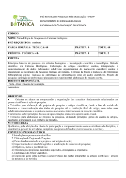 Metodologia de Pesquisa em Ciências Biológicas