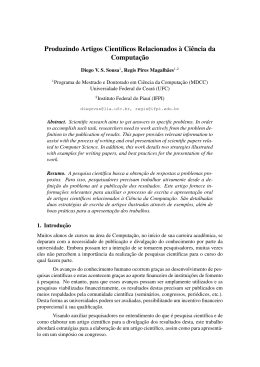 Produzindo Artigos Cient&iacute;ficos Relacionados &agrave; Ci&ecirc;ncia da