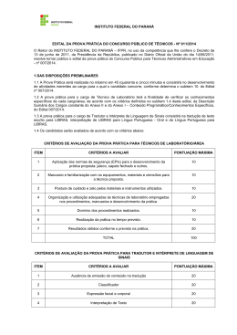 Edital da prova pr&aacute;tica do Concurso P&uacute;blico para T&eacute;cnicos