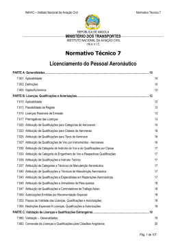 Normativo T&eacute;cnico 7 Licenciamento do Pessoal Aeron&aacute;utico