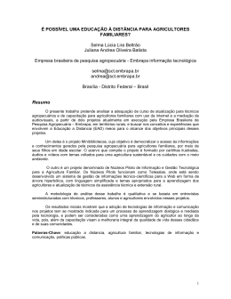 &Eacute; poss&iacute;vel uma Educa&ccedil;&atilde;o a Distancia para a Agricultura Familiar