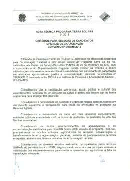 NOTA TÉCNICA PROGRAMA TERRA SOL I RS 011`2013
