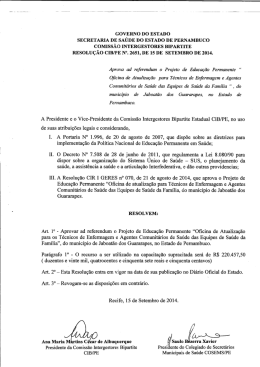 Aprova ad referendum o Projeto de Educa&ccedil;&atilde;o Permanente