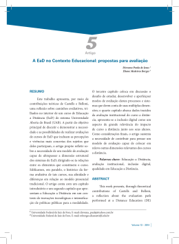 A EaD no Contexto Educacional: propostas para avalia&ccedil;&atilde;o