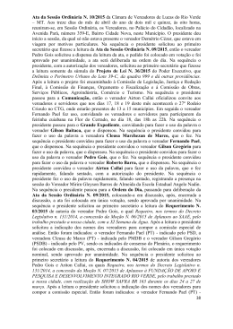 Ata da Sess&atilde;o Ordin&aacute;ria n. 10/2015