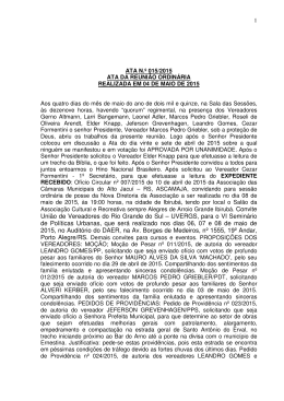 Dia 04/05/2015 - Câmara Municipal de Vereadores Santo Antônio