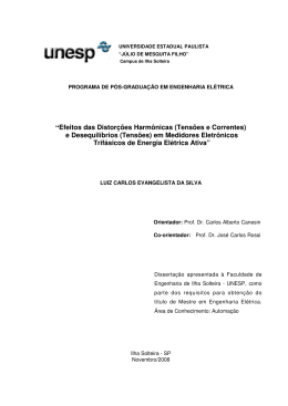&ldquo;Efeitos das Distor&ccedil;&otilde;es Harm&ocirc;nicas (Tens&otilde;es e Correntes
