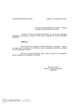 Edital Reitoria/AAII nº 01/2015 - abertura de vagas para