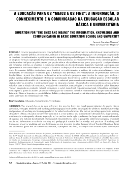 A EDUCA&Ccedil;&Atilde;O PARA OS &ldquo;MEIOS E OS FINS&rdquo;: A