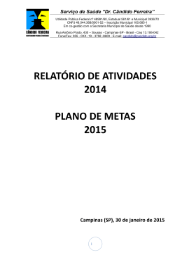 Relatório de Atividades 2014/Metas 2015