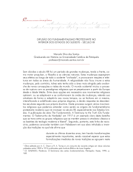 Difus&atilde;o do fundamentalismo protestante no interior dos estados do