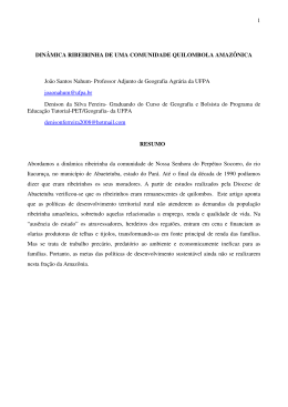 din&acirc;mica ribeirinha de uma comunidade quilombola amaz&ocirc;nica