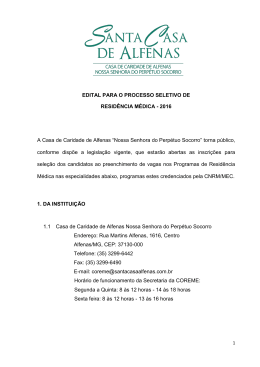 EDITAL PARA O PROCESSO SELETIVO DE RESID&Ecirc;NCIA
