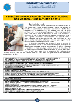 informativo diocesano - Paróquia Nossa Senhora dos Remédios