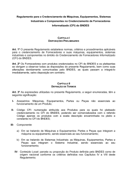 Regulamento para o Credenciamento de M&aacute;quinas