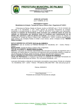 Tomada de Pre&ccedil;os 2-2013 - Projetos Pavimenta&ccedil;&atilde;o Asfaltica