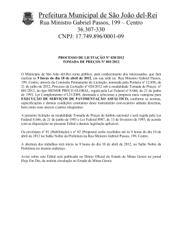 Tomada de Pre&ccedil;os 001-12 Recapeamento Asf&aacute;ltico