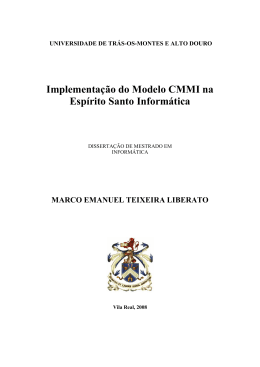 Implementa&ccedil;&atilde;o do Modelo CMMI na Esp&iacute;rito Santo Inform&aacute;tica