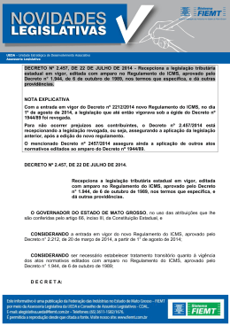 Decreto n&ordm; 2.457 de 22 de julho de 2014