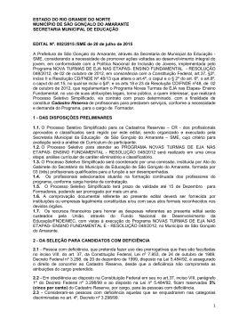 EDITAL N&ordm;. 002/2015 /SME de 20 de julho de 2015