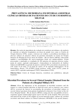 Preval&ecirc;ncia Microbiana em Diversas Amostras Cl&iacute;nicas