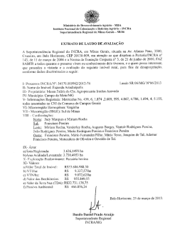 Extrato e Laudo de avalia&ccedil;&atilde;o Fazenda Ariadn&oacute;polis