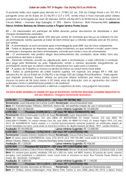 Edital de Leil&atilde;o TRT 3&ordf; Regi&atilde;o - Dia 24/06/2015 &agrave;s 09:00 Hs. O