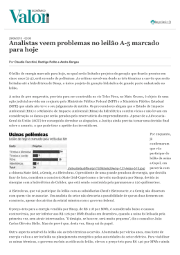 Analistas veem problemas no leil&atilde;o A