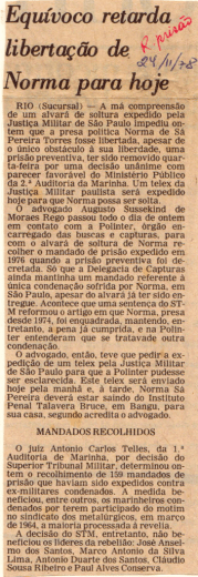 Equ&iacute;voco retarda liberta&ccedil;&atilde;o de Norma para hoje