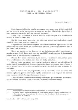 enfermagem: um passaporte para a primeira fila